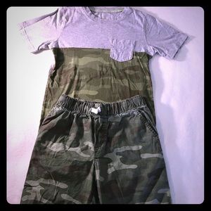 Carters boys size 8 camo shorts and shirt.